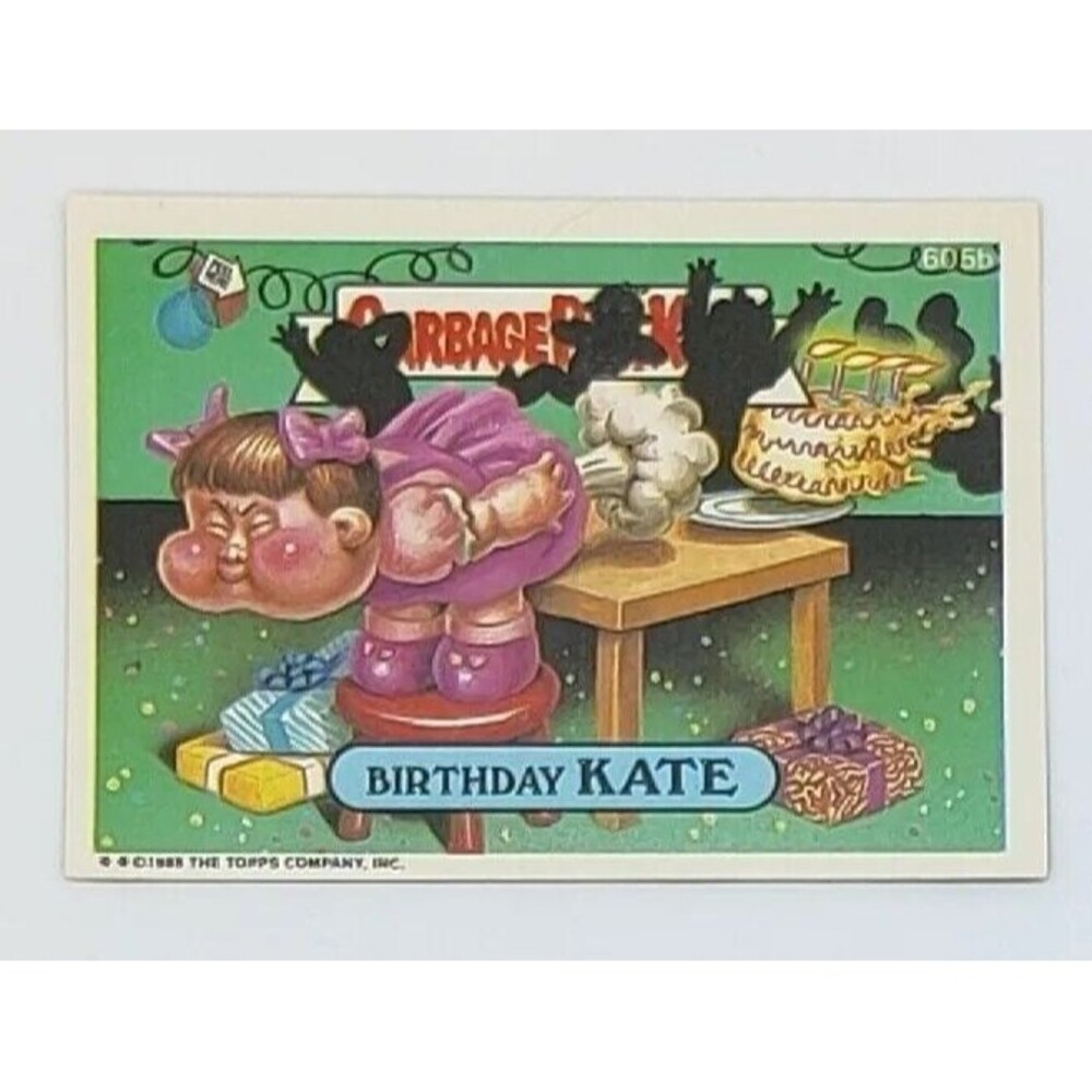 VINTAGE 1988 Garbage Pail Kids 605b BIRTHDAY KATE Rare Yellow Ink Error GPK Card